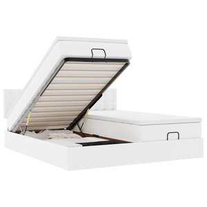 VidaXL Cadre de lit ottoman avec matelas blanc 160x200 cm similicuir
