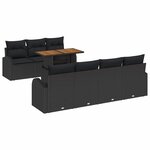 vidaXL Ensemble de canapé de jardin 8 Pièces Noir 100 x 55 x 73 cm