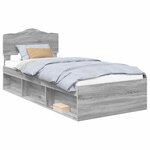 vidaXL Cadre de lit Gris Sonoma 90 x 200 cm Pin massif