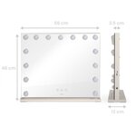 Miroir de maquillage Hollywood 56 x 44 cm - 15 LEDs - 3 modes lumineux - Blanc