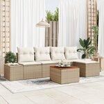 vidaXL Ensemble de canapés de jardin 6 pièces avec coussins Beige Rotin Synthétique Acacia