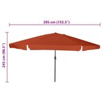 vidaXL Parasol de jardin Rouge  Noir 395 x 395 x 245 cm