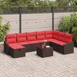 vidaXL Ensemble de canapé de jardin 9 Pièces Marron Poly rotin