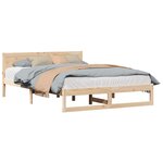 vidaXL Cadre de lit avec tête de lit Naturel 160 x 200 cm Pin massif