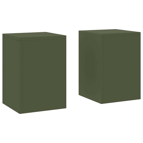 vidaXL Supports pour plantes 2 Pièces Vert olive 24 x 24 x 35 cm Acier