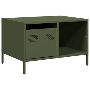 vidaXL Table basse vert olive 68 5x50x43 5 cm acier laminé à froid