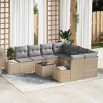 vidaXL Ensemble de canapé de jardin 9 Pièces Beige  Gris 55 x 55 x 37 cm