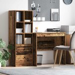 vidaXL Bureau avec tiroir avec étagère avec stockage 2 Pièces Bois ancien