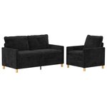 vidaXL Ensemble de Canapés 2 Pièces Noir Polyester