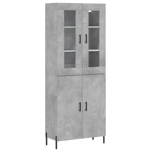 vidaXL Buffet haut Gris béton 69 5x34x180 cm Bois d'ingénierie