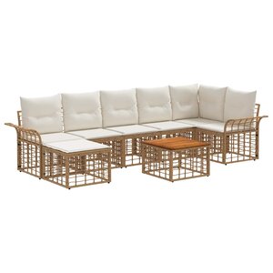 vidaXL Ensemble de canapés d'extérieur 8 Pièces Blanc Naturel et Crème