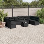 vidaXL Salon de jardin 11 Pièces avec coussins noir résine tressée