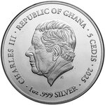Pièce de monnaie en Argent 5 Cedis g 31.1 (1 oz) Millésime 2025 Patron Saints ST. MICHAEL