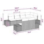 vidaXL Ensemble de canapé de jardin avec coussin 7 Pièces Marron et rouge