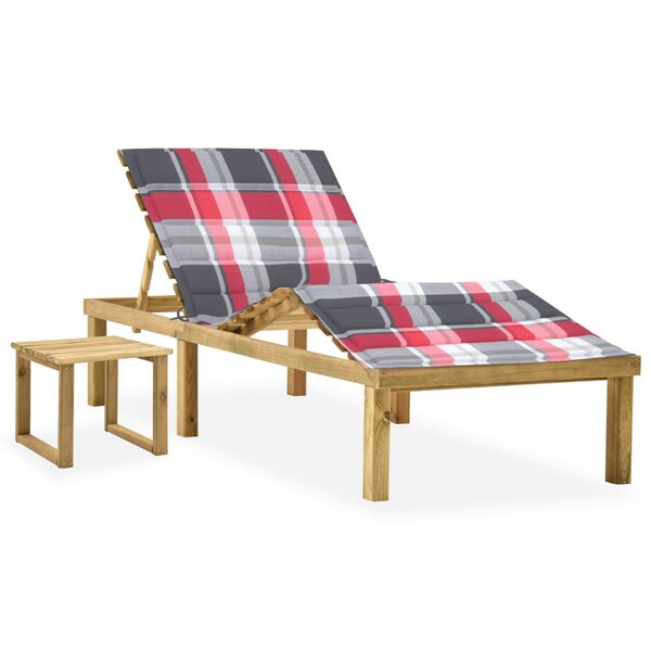 vidaXL Chaise longue de jardin avec table et coussin Pin imprégné