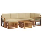 vidaXL Ensemble de canapés d'extérieur 7 pc Naturel et Beige Polyester