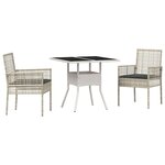 vidaXL Ensemble de salle à manger pour jardin 3 Pièces Gris Poly rotin