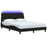 vidaXL Cadre de lit avec LED sans matelas noir 120x200 cm tissu