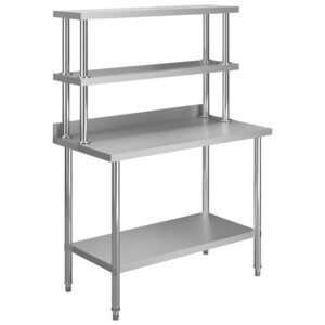 vidaXL Table de travail de cuisine avec étagère 120x60x150 cm Inox