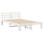 vidaXL Cadre de lit en bois de pin blanc Blanc Bois de pin massif