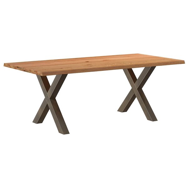 vidaXL Table à manger bord naturel bois massif chêne rectangulaire