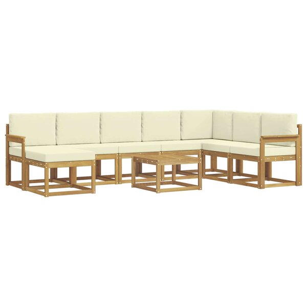 vidaXL Ensemble de canapés d'extérieur 9 pc Blanc et crème