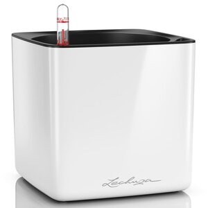 Lechuza jardinière de table cube glossy 16 all-in-one blanc brillant