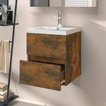 vidaXL Armoire d'évier Chêne fumé 41x38 5x45 cm Bois d'ingénierie