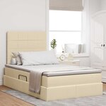 vidaXL Lit de rangement LED avec matelas Crème 120 x 190 cm Tissu