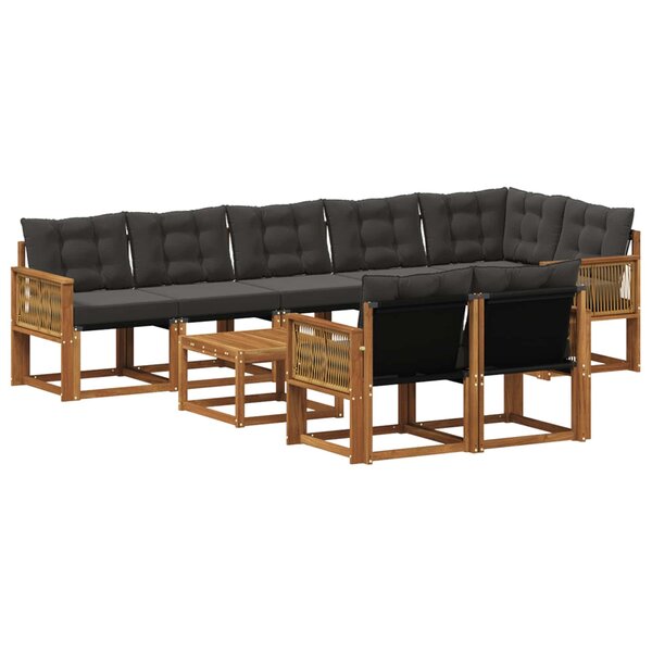 vidaXL Ensemble de canapés d'extérieur 9 pc Naturel et noir