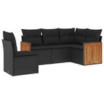vidaXL Salon de jardin 5 Pièces avec coussins noir résine tressée