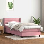 vidaXL Sommier à lattes de lit avec matelas rose 100x220 cm velours