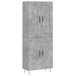 vidaXL Buffet haut Gris béton 69 5x34x180 cm Bois d'ingénierie