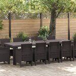 Ensemble de salle à manger de jardin vidaXL de 13 pièces avec coussins en rotin poly marron