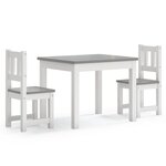 vidaXL Ensemble de table et chaises enfants 3 Pièces Blanc et gris MDF