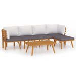 Salon de jardin meuble d'extérieur ensemble de mobilier 6 pièces avec coussins bois d'acacia solide 02_0016657