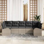 vidaXL Ensemble de canapé de jardin 7 Pièces Gris clair Poly Rattan