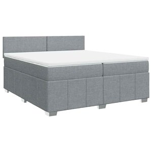 vidaXL Sommier à lattes de lit avec matelas Gris clair 200x200cm Tissu