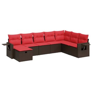 vidaXL Salon de jardin 8 Pièces avec coussins marron résine tressée