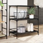 vidaXL Chariot de cuisine noir 100 5x50x105 cm bois d'ingénierie