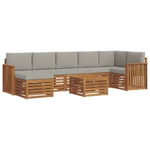 vidaXL Ensemble de canapés d'extérieur 8 pc Gris Naturel et Clair