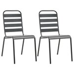 vidaXL Chaises empilables de d'extérieur lot de 2 Acier Gris