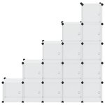vidaXL Organiseur de rangement en cube avec 15 cubes et portes en PP transparent