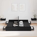 vidaXL Cadre de lit avec rangement avec tiroir Chêne noir 160 x 200 cm