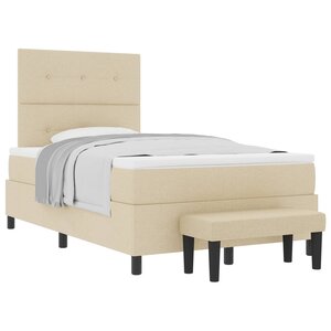 vidaXL Lit à ressorts avec matelas Crème 120 x 200 cm tissu