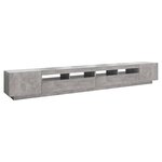 vidaXL Meuble TV avec lumières LED Gris béton 300x35x40 cm