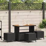 vidaXL Ensemble de salle à manger de jardin 4 pièces avec coussins noirs en poly rotin et acacia