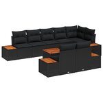 vidaXL Ensemble de canapé de jardin 9 pièces avec coussins  rotin synthétique noir  acacia