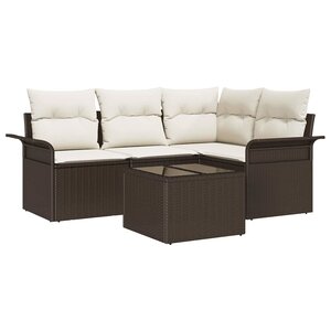 vidaXL Ensemble de canapé de jardin 5 Pièces Marron Poly rotin