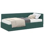 vidaXL Cadre de lit d'angle avec matelas 2 pc Vert foncé 100 x 200 cm